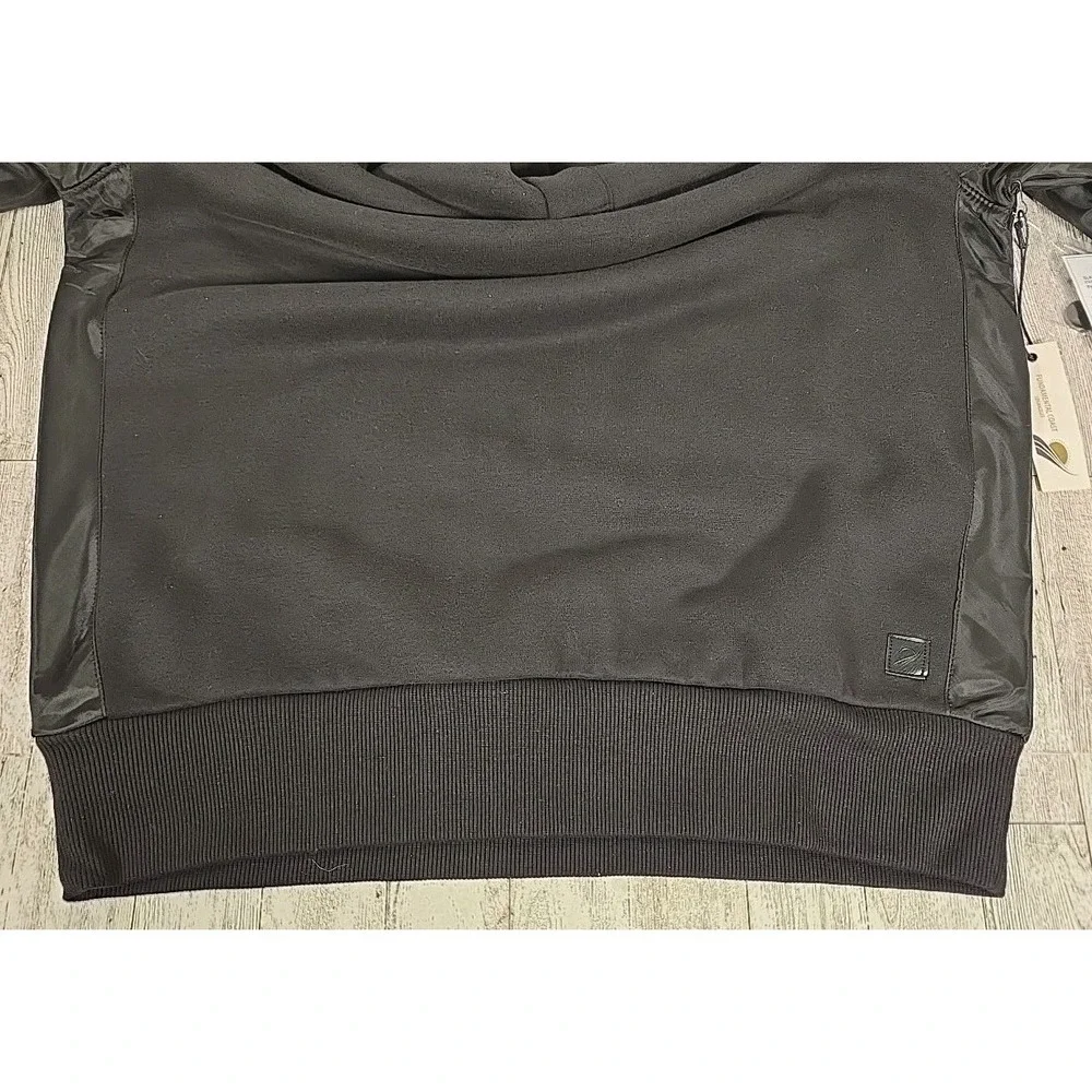 Fundamental Coast Sweatshirt SMALL Black Pullover 1/4 Button Up Slater Mock NEW